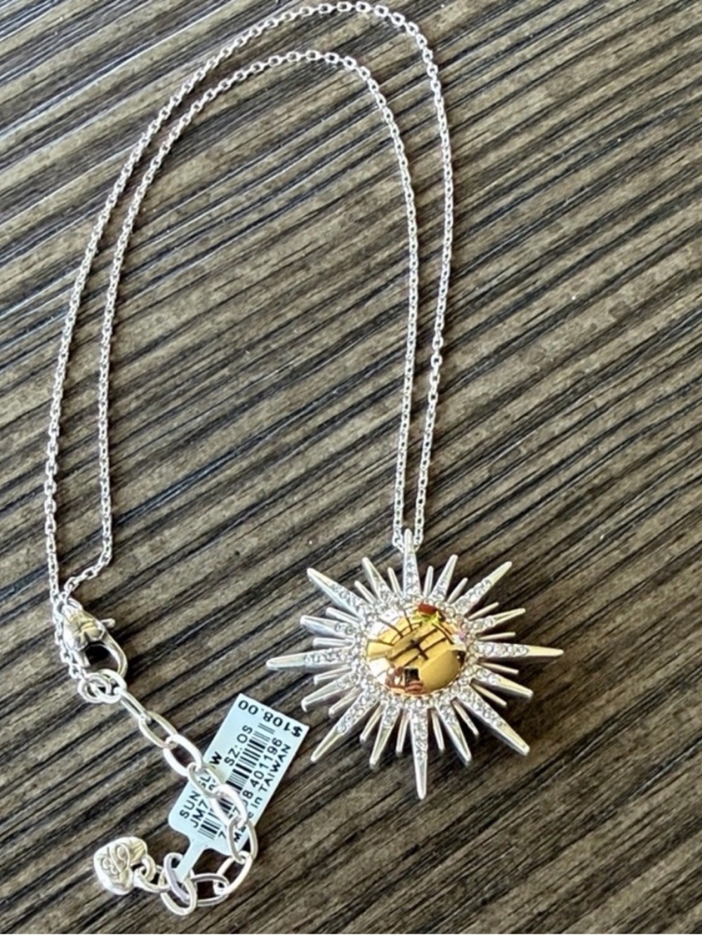🌞🆕 NWT BRIGHTON SUNGLOW ☀️ Rare Vintage Two-Tone Sun Necklace with crystals 💎